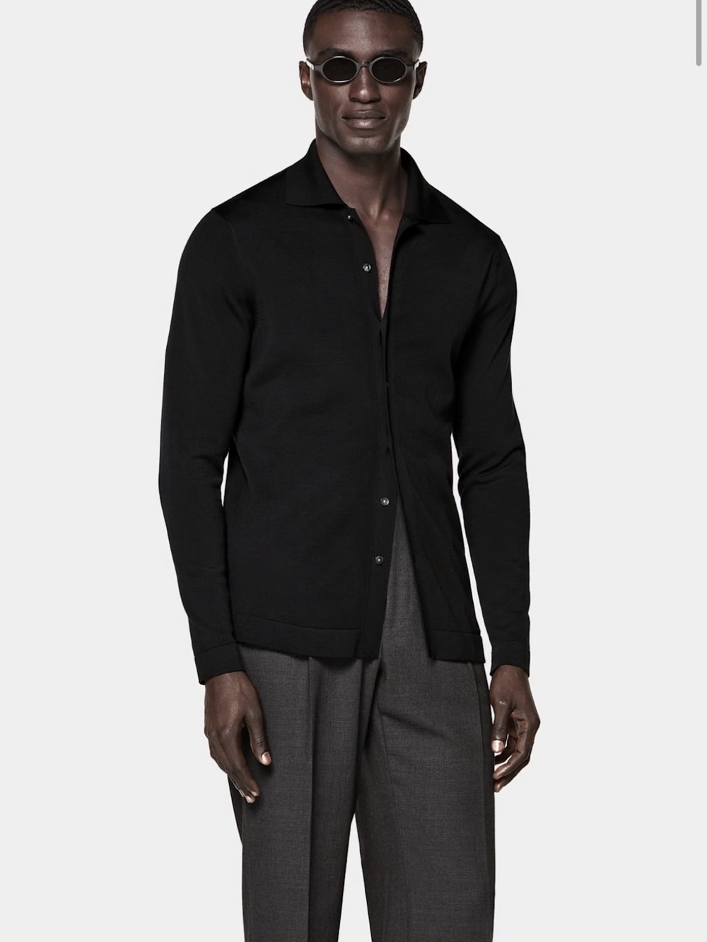 Suitsupply Long Sleeve Polo Cardigan
Black · Cotton Silk | Large